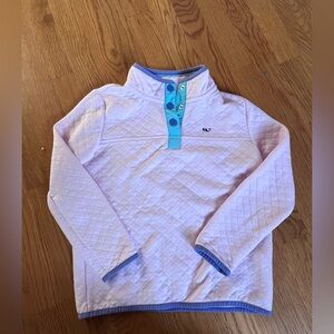 Vineyard Vines pink quilted sweatshirt, size kids medium.
